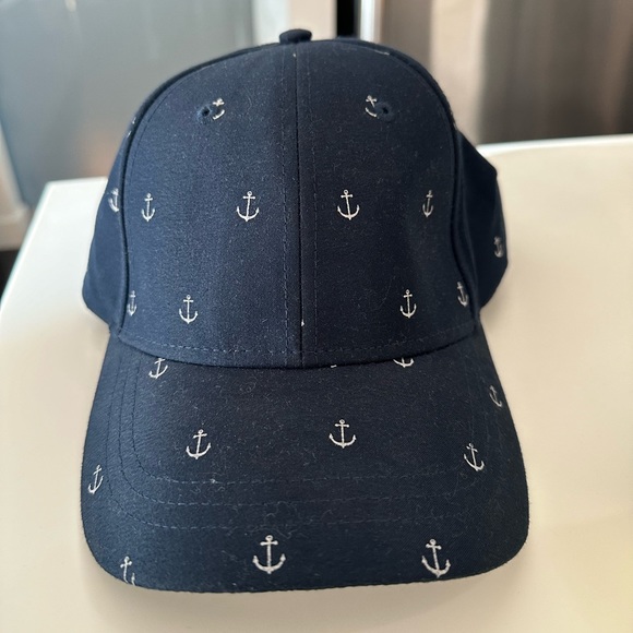 Navy Blue and White Anchor Hat - Picture 4 of 5